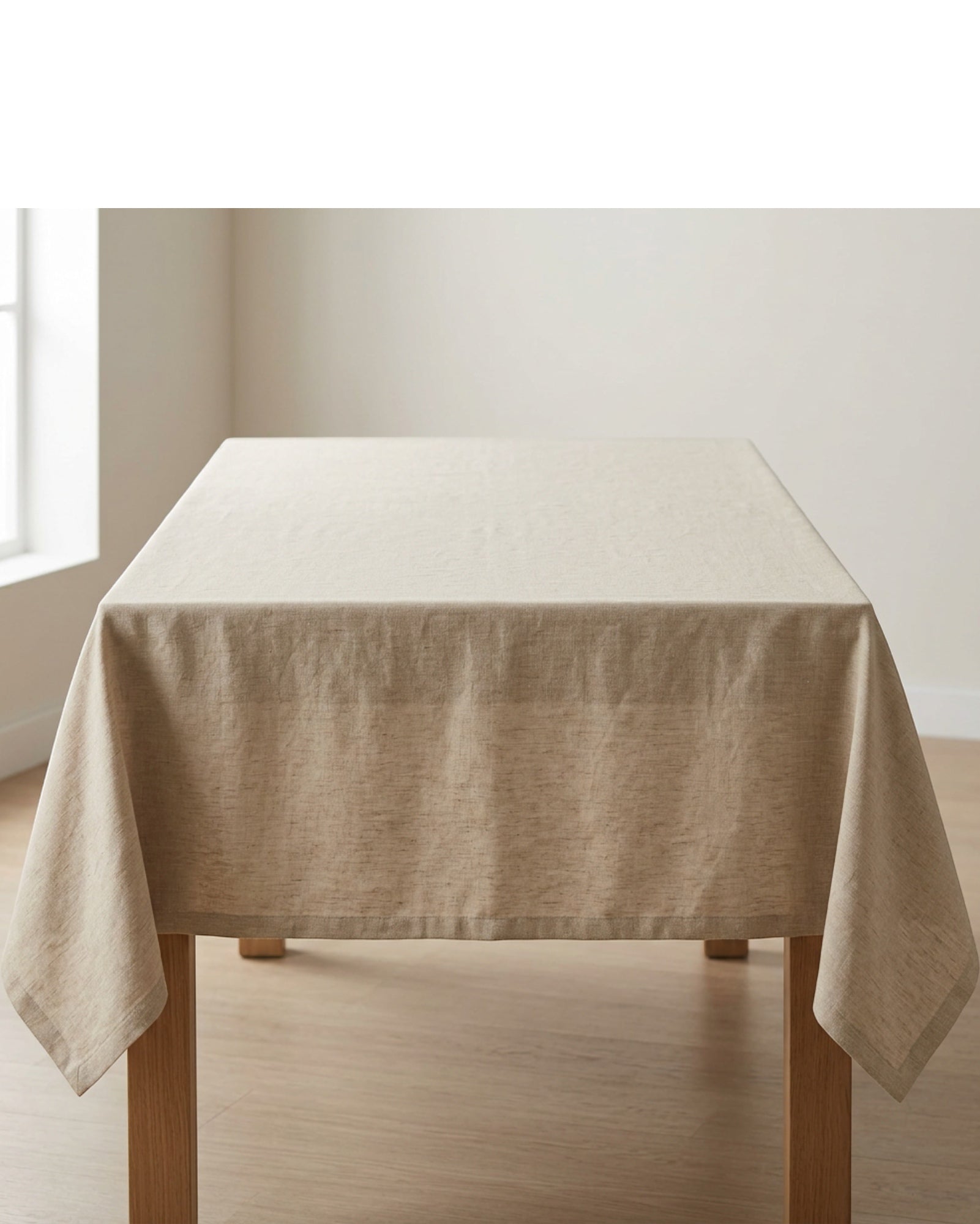 Liue Washed-Linen Rectangular Tablecloth 60 x 90 in Natural Flax - Lifestyle view